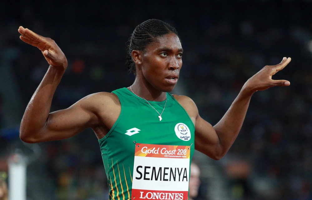 File photo shows gold medalist Caster Semenya of South Africa celebrating her victory in Gold Coast, Australia. — Reuters
