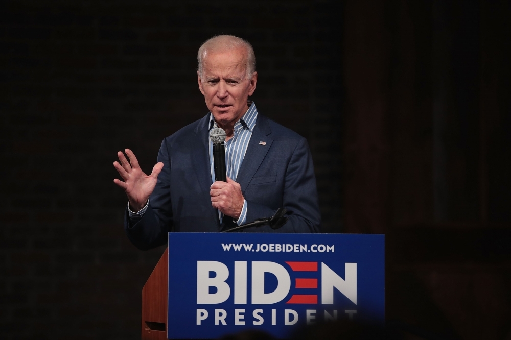 Democratic presidential candidate and former Vice President Joe Biden speaks to guests during a campaign event at The River Center in Des Moines, Iowa, on Wednesday. — AFP