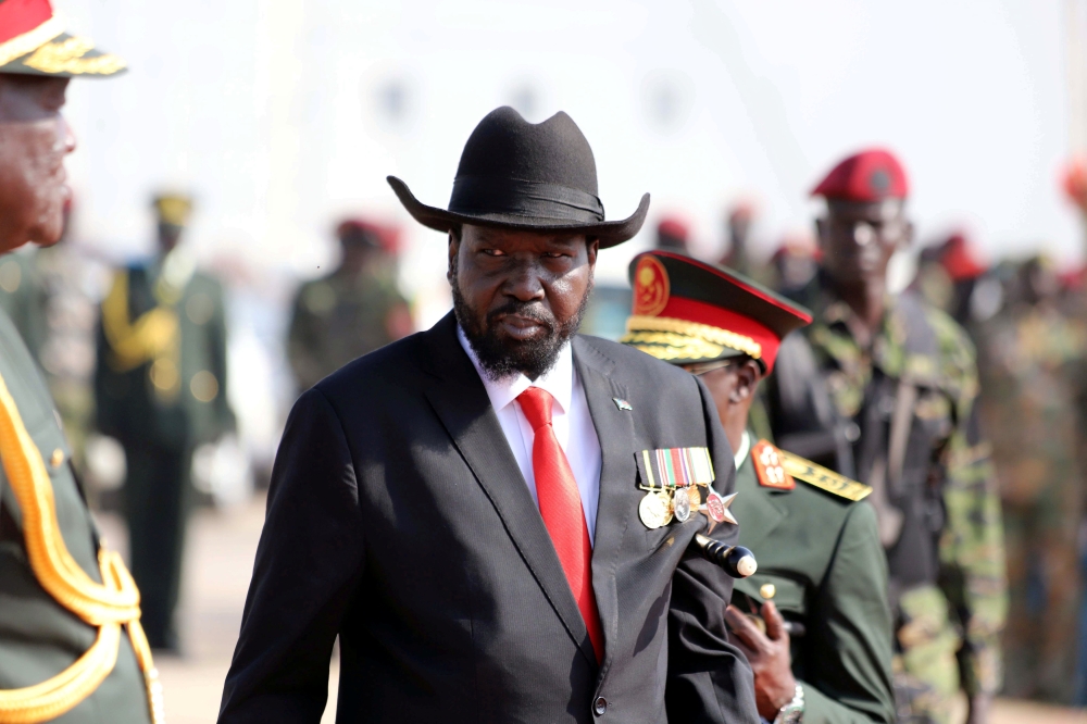 South Sudan’s President Salva Kiir attends a medals awarding ceremony for long serving servicemen of the South Sudan People’s Liberation Army (SPLA) in the Bilpam, military headquarters in Juba, South Sudan, in this Jan. 24, 2019 file photo. — Reuters