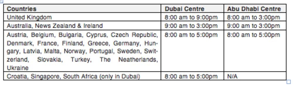VFS Global Ramadan timings