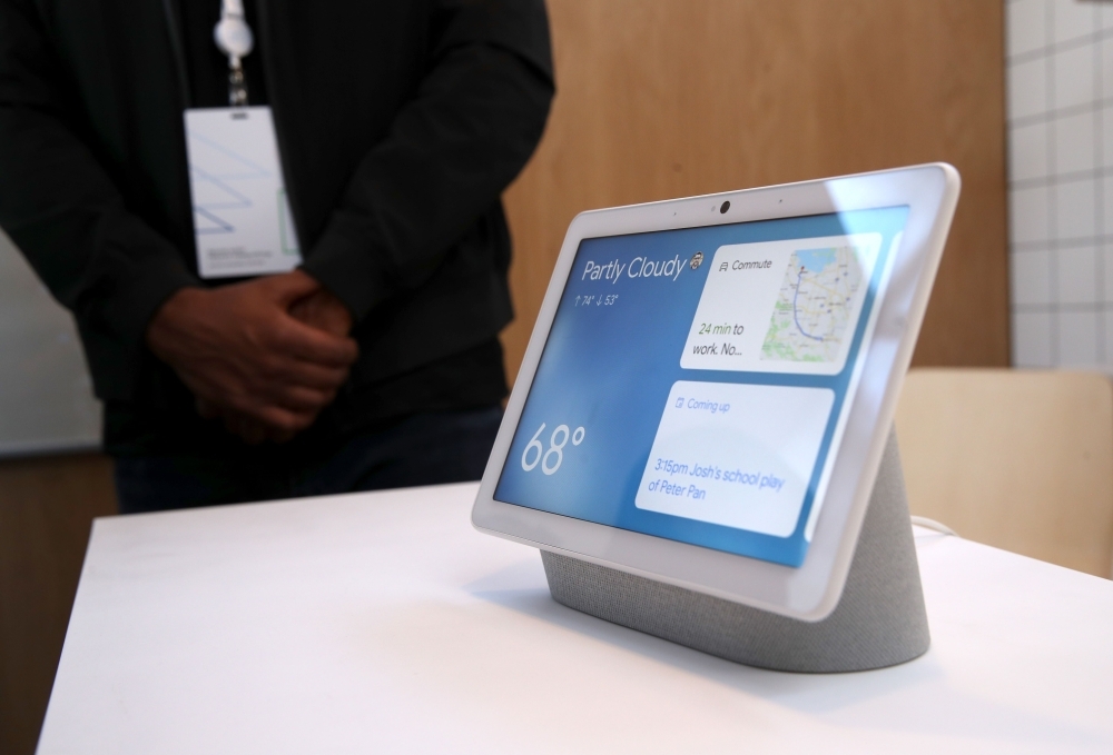 The new Nest Hub Max is displayed during the 2019 Google I/O conference at Shoreline Amphitheatre on Tuesday in Mountain View, California. Google CEO Sundar Pichai delivered the opening keynote to kick off the annual Google I/O Conference that runs through Wednesday. — AFP