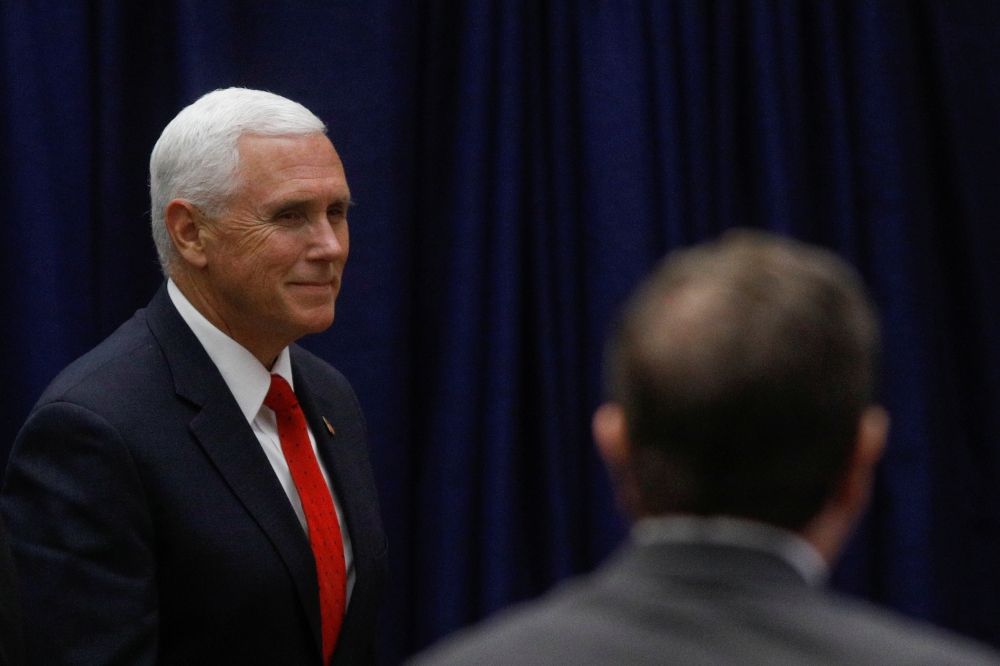 US Vice President Mike Pence arrives to speak at the Americas Society/Council of the Americas 49th Washington Conference on the Americas at the US State Department in Washington on Monday. — Reuters