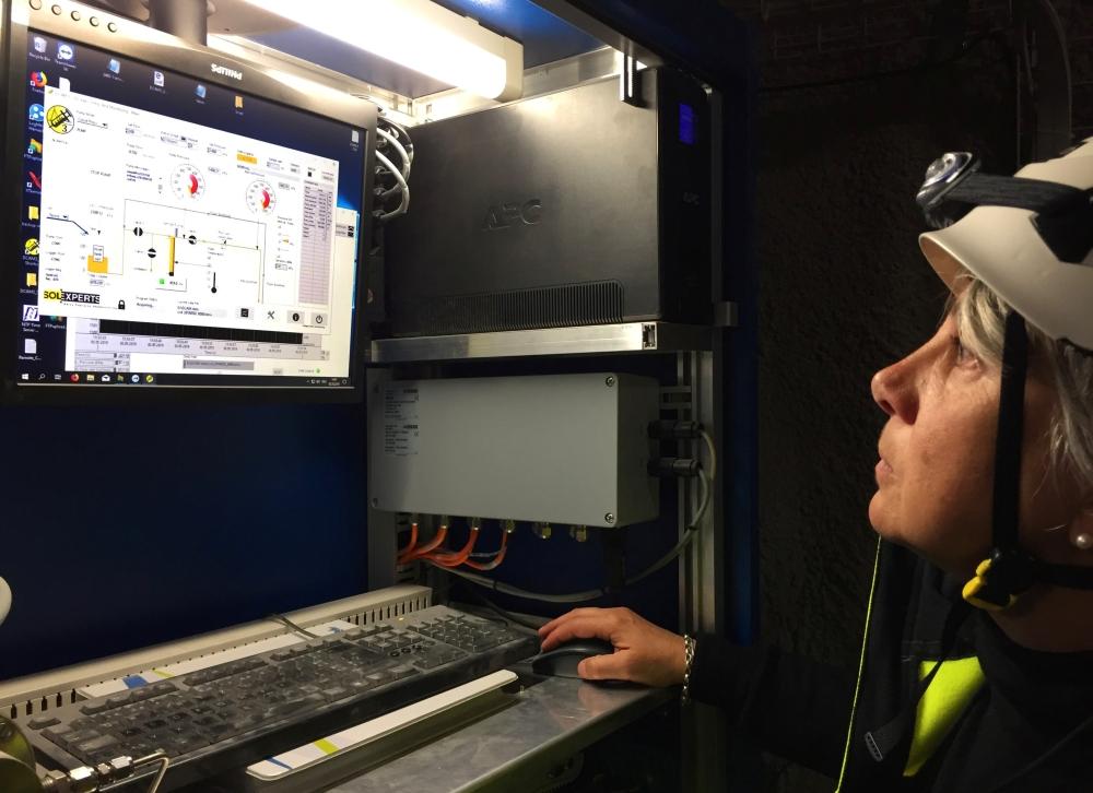 Alba Zappone scientific researcher at Zurich ETH monitors an injection of CO2 added with water into Opalinus Clay during a storage experiment in the Mont Terri underground laboratory in St-Ursanne, Switzerland. — Reuters