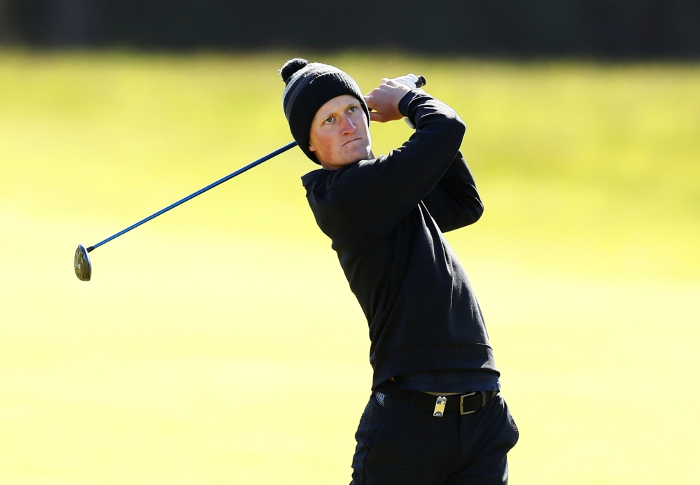 Sweden's Marcus Kinhult during the third round of the British Masters at the Hillside Golf Club, Southport, Britain, on Saturday. — Reuters