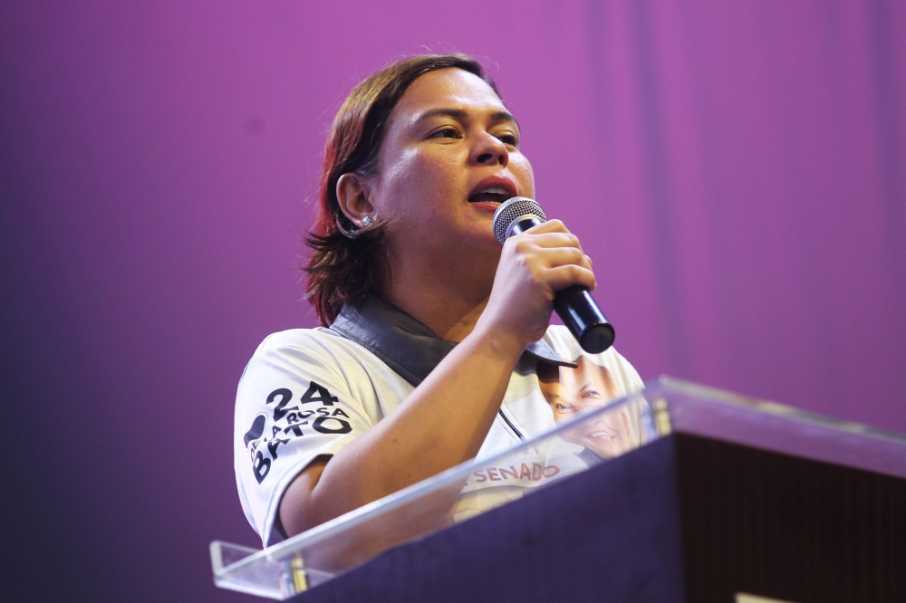 Sara Duterte, Davao City Mayor and daughter of Philippine President Rodrigo Duterte, delivers a speech during a senatorial campaign caravan for Hugpong Ng Pagbabago (HNP) in Davao City, southern Philippines, in this May 9, 2019 file photo. — Reuters