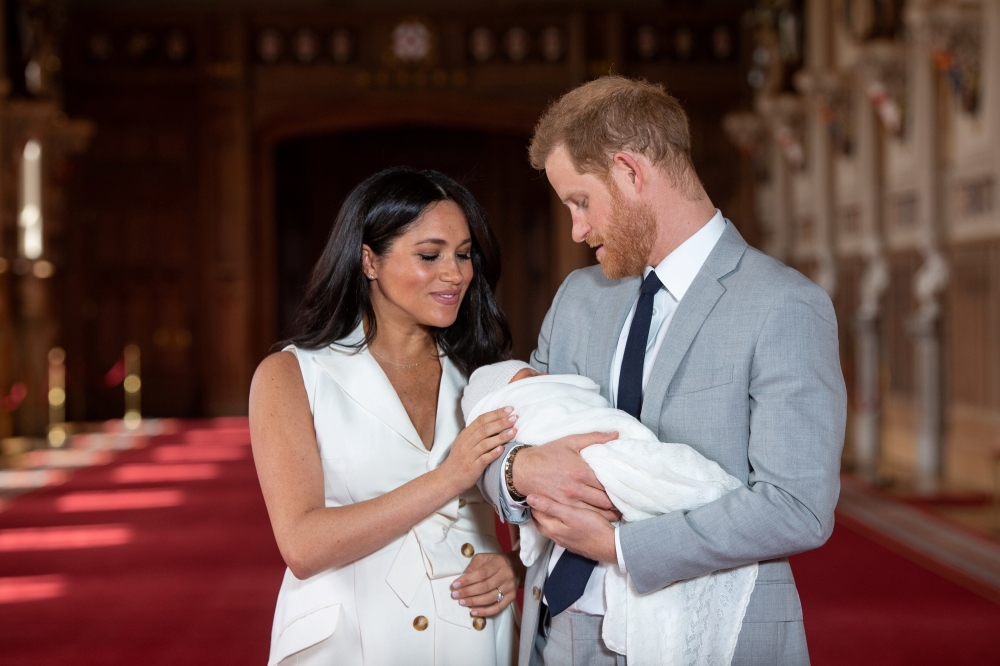 Britain’s Prince Harry and Meghan, Duchess of Sussex are seen with their baby son, who was born on Monday morning, during a photo-call in St George’s Hall at Windsor Castle, in Berkshire, Britain, in this May 8, 2019 file photo. — Reuters