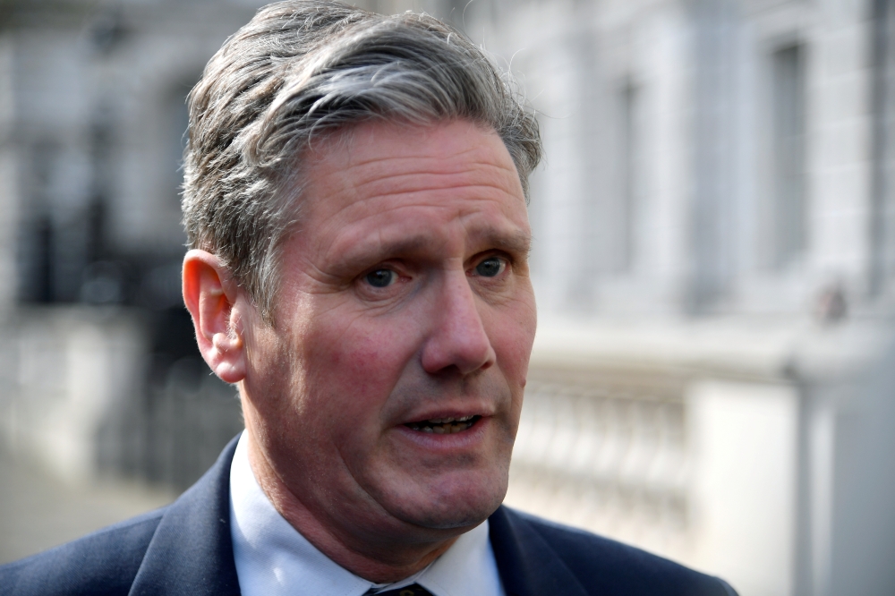  Britain's Labour Party's Shadow Secretary of State for Departing the European Union Keir Starmer is seen outside the Cabinet Office in London, April 4. - Reuters