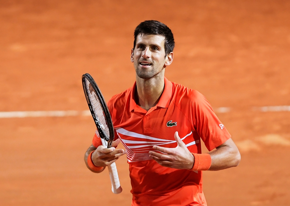 Serbia’s Novak Djokovic celebrates after winning his semi final match against Argentina’s Diego Schwartzman in Rome. — Reuters