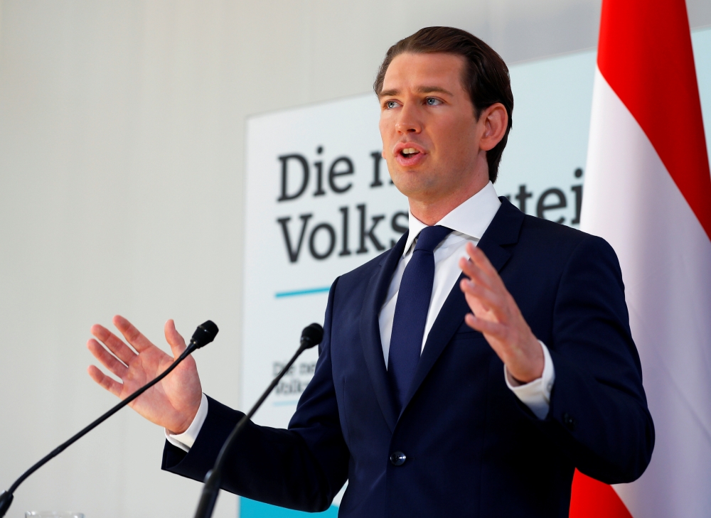 Austrian Chancellor Kurz speaks during a news conference in Vienna, Austria, on Monday. — Reuters