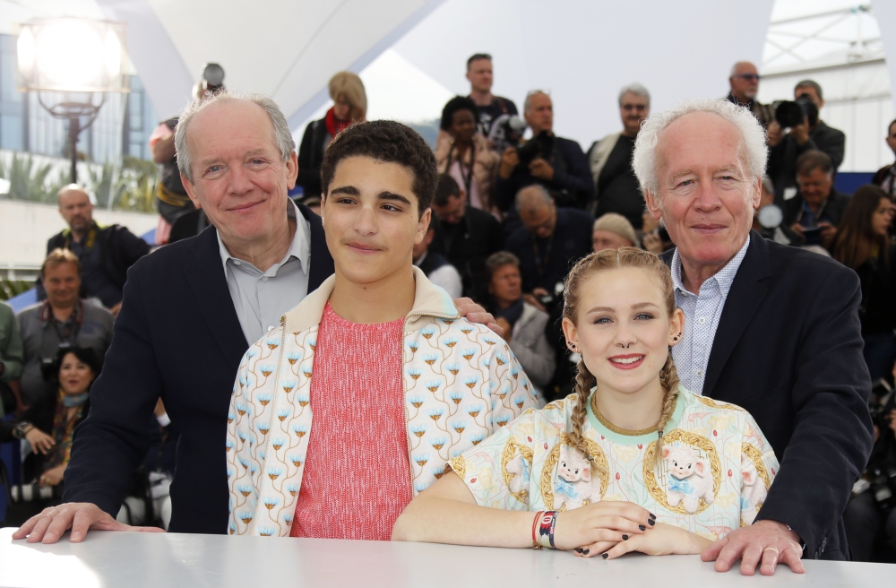 Directors Jean-Pierre Dardenne and Luc Dardenne and cast members Idir Ben Addi and Victoria Buck pose for photocall for the film 