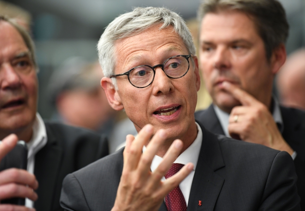 The mayor of Bremen and top candidate of the Social Democrats Party (SPD) Carsten Sieling gestures during the election evening of city state of Bremen on Sunday. — AFP