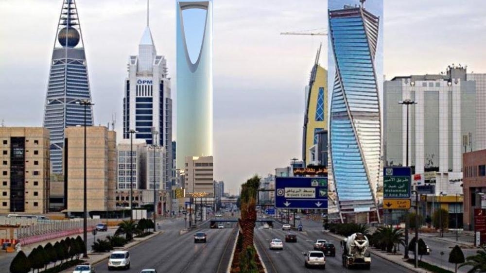 A bird's-eye view of King Fahd Road in the Riyadh city.