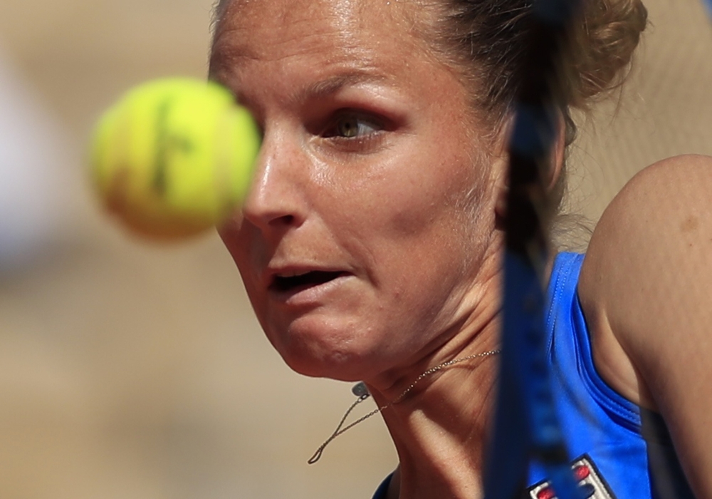 Karolina Pliskova of the Czech Republic in action during her third round match against Croatia's Petra Martic in the French Open at the Roland Garros, Paris, France. on Friday. — Reuters