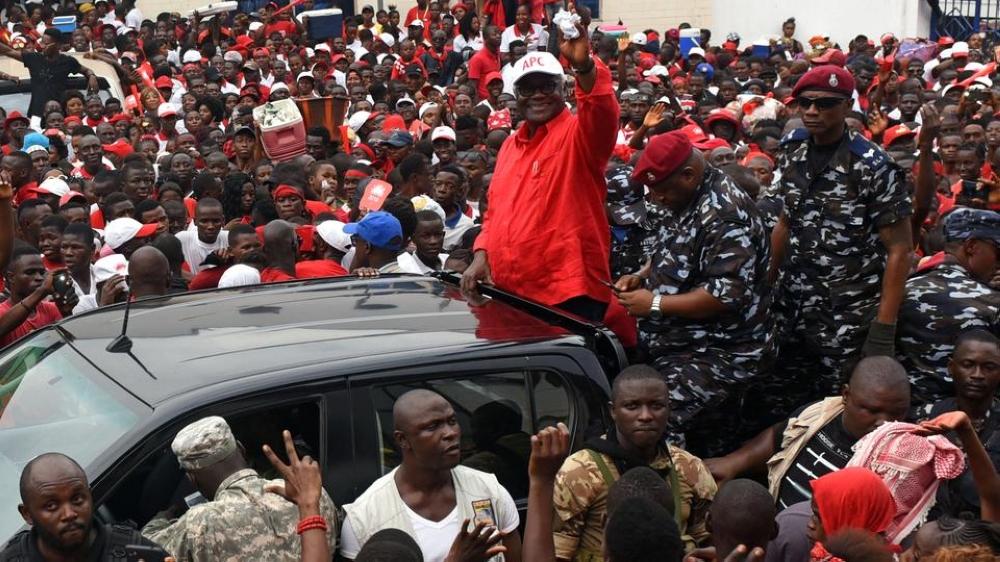 President of Sierra Leone Ernest Bai Koroma waves to supporters of the ruling All Peoples Congress (APC) party during a rally ahead of the March 7 presidential election in Makeni, Sierra Leone, in this March 5, 2018 file photo. — Reuters