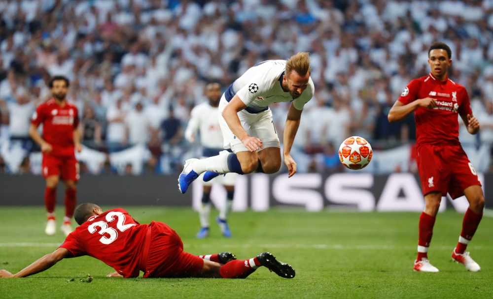 Tottenham's Harry Kane in action with Liverpool's Joel Matip in Madrid, Spain, on Saturday. — Reuters