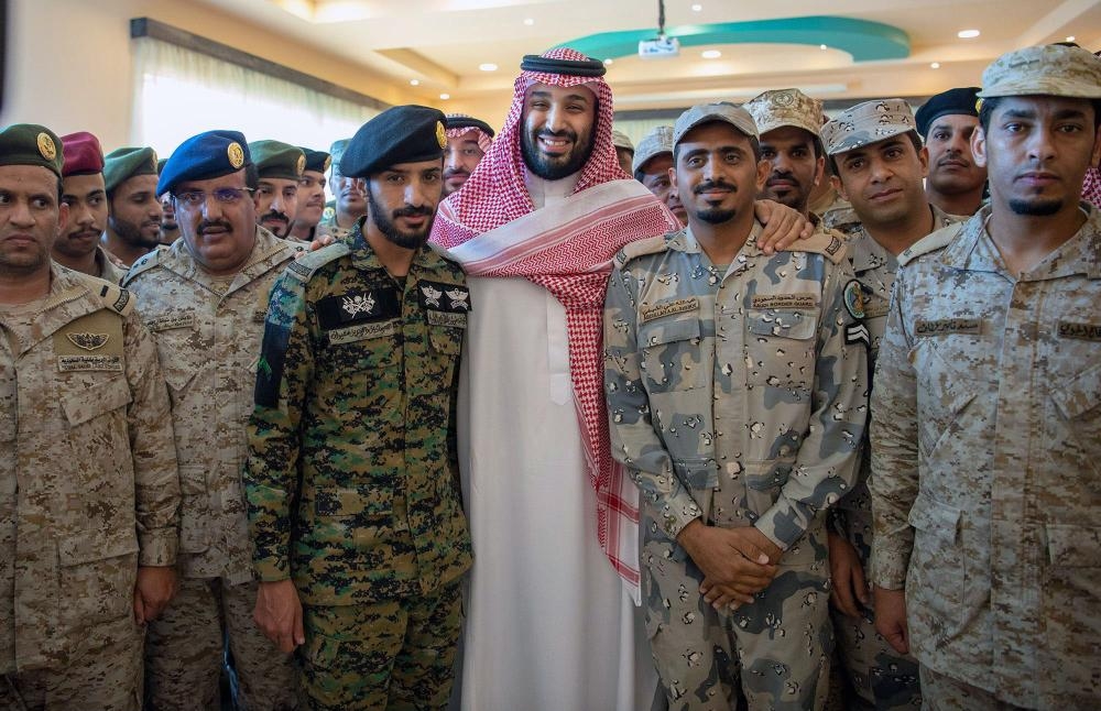 Crown Prince Muhammad Bin Salman, deputy premier and minister of defense, meets on Tuesday the armed forces personnel during a visit to the southern border region to offer them Eid greetings. – SPA