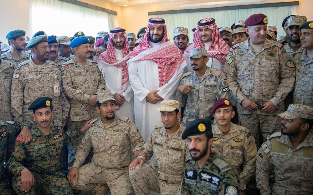 Crown Prince Muhammad Bin Salman, deputy premier and minister of defense, meets on Tuesday the armed forces personnel during a visit to the southern border region to offer them Eid greetings. – SPA