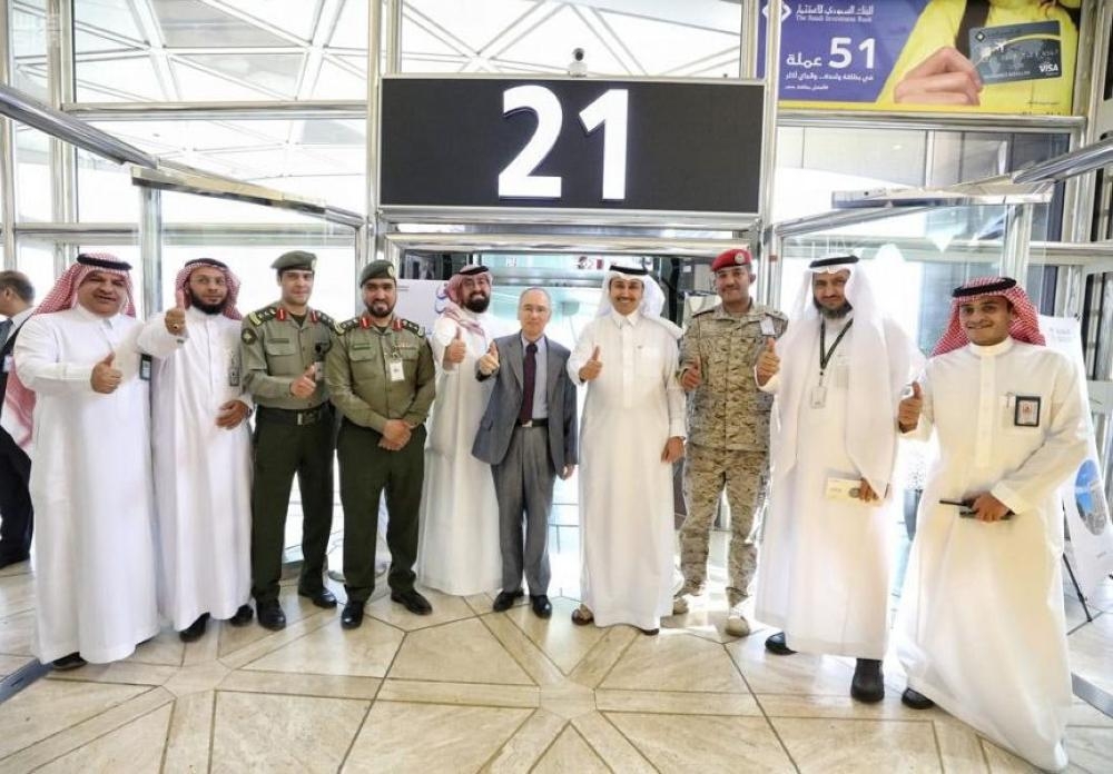 Saleh Al-Jasser, director general of Saudia, Ioannis Taghis, Greek ambassador to the Kingdom, and senior officials attend the take-off ceremony at King Khalid International Airport in Riyadh.