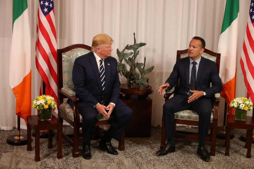 US President Donald Trump meets with Ireland's Prime Minister (Taoiseach) Leo Varadkar at Shannon Airport in Shannon, Ireland, on Wednesday. — Reuters