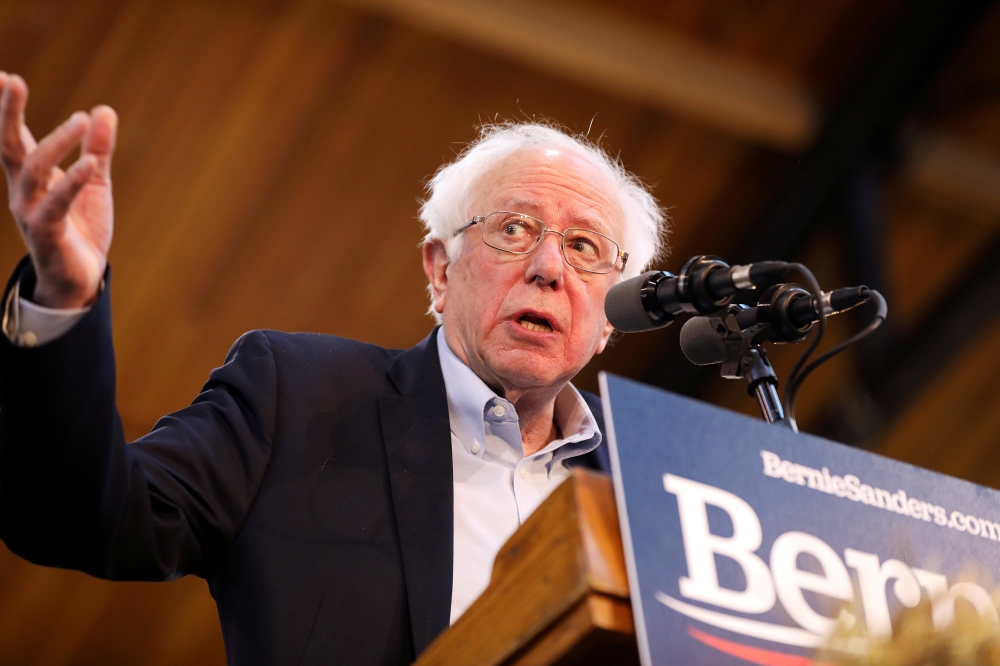 US presidential candidate and Vermont Senator Bernie Sanders speaks during a campaign rally at the Iowa State Fairgrounds in Des Moines, Iowa, US March 9, 2019.  — Reuters