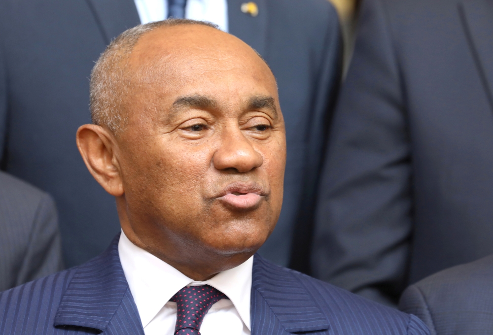 African Football Confederation (CAF) President, Ahmad Ahmad speaks to press at presidential palace in Abidjan, Ivory Coast January 29, 2019.  — Reuters