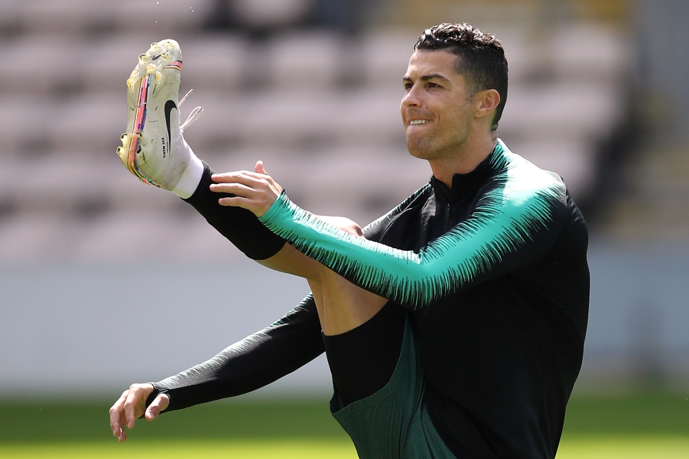 Portugal's Cristiano Ronaldo during training for the UEFA Nations League final at the Estadio do Dragao, Porto, Portugal, on Saturday. — Reuters