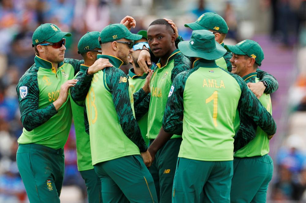 South Africa's Kagiso Rabada celebrates taking the wicket of India's Shikhar Dhawan during the ICC Cricket World Cup match against India at The Ageas Bowl, Southampton, Britain. — Reuters