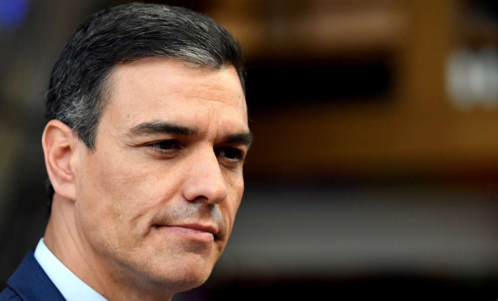 Spain's Prime Minister Pedro Sanchez talks to the media as he arrives at a European Union leaders summit after European Parliament elections to discuss who should run the EU executive for the next five years, in Brussels, Belgium, in this May 28, 2019 file photo. — Reuters