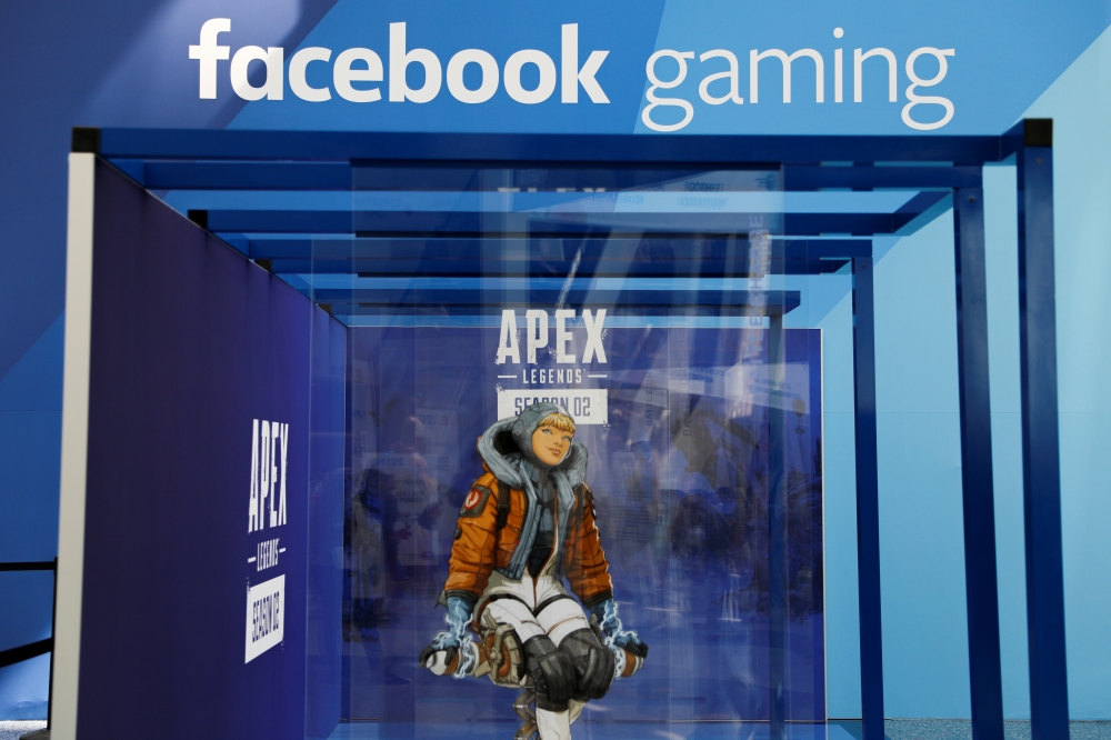 A display for Facebook Gaming is shown during opening day of E3, the annual video games expo revealing the latest in gaming software and hardware in Los Angeles, California. — Reuters