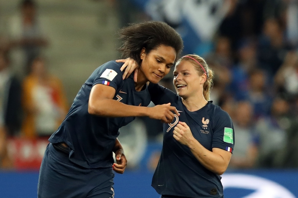 France's Wendie Renard reacts after scoring an own goal and the first for Norway during the France 2019 Women's World Cup Group A football match on Wednesday at the Nice Stadium in Nice, southeastern France. — Reuters