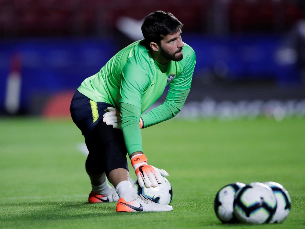 Brazil's Alisson during training for the Copa America at Morumbi Stadium, Sao Paulo, Brazil, on Thursday. — Reuters 