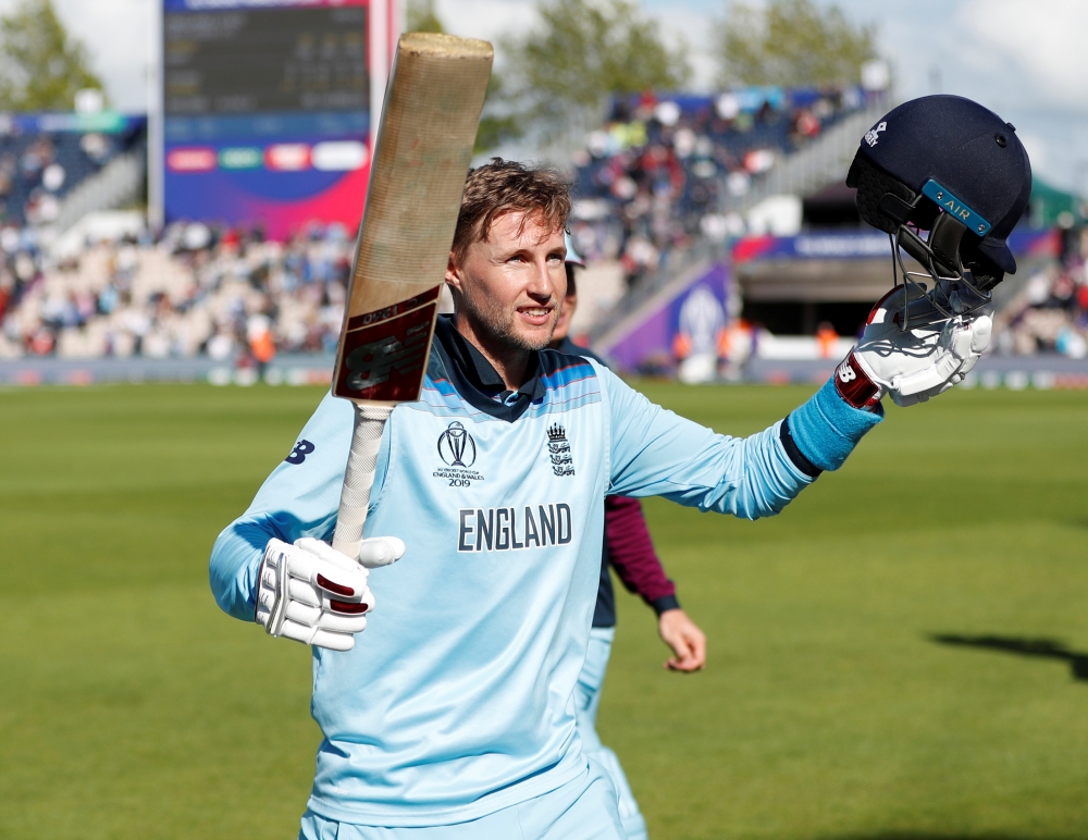 England's Joe Root celebrates after winning the match. — Reuters