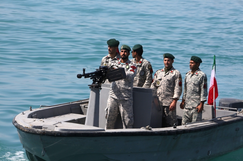 In this file photo taken on April 30, 2019, Iranian soldiers take part in a drill in the Strait of Hormuz. — AFP