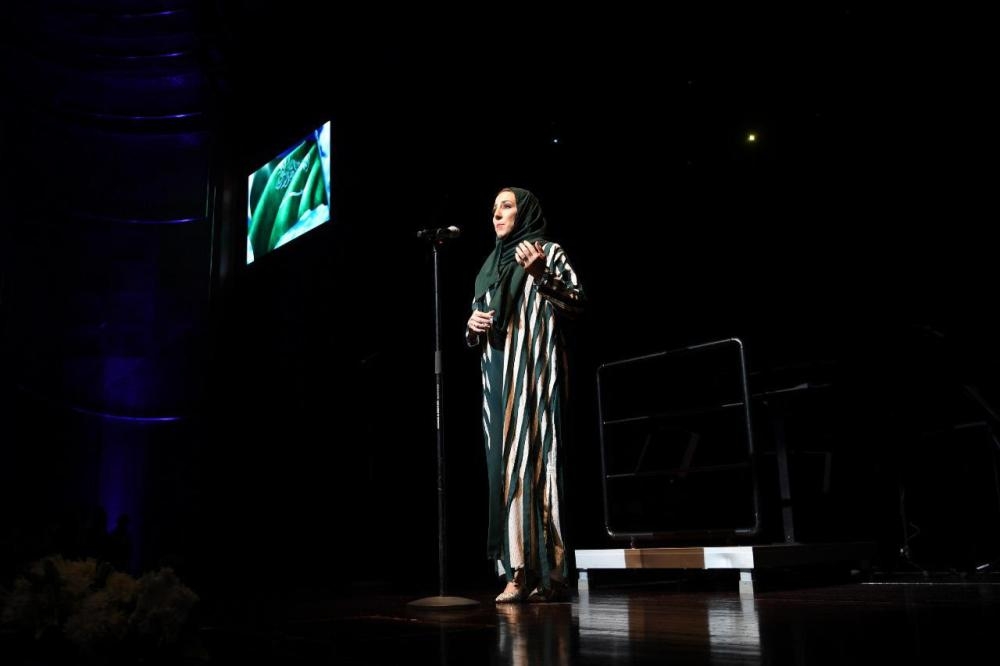 Saudi opera singer Sawsan Al-Bahiti opening the event with the Kingdom’s national anthem, which was sung in operatic style.