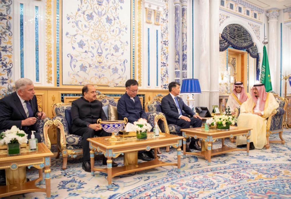 Custodian of the Two Holy Mosques King Salman receives new ambassadors accredited to the Kingdom at Al-Salam Palace in Jeddah on Sunday. — SPA