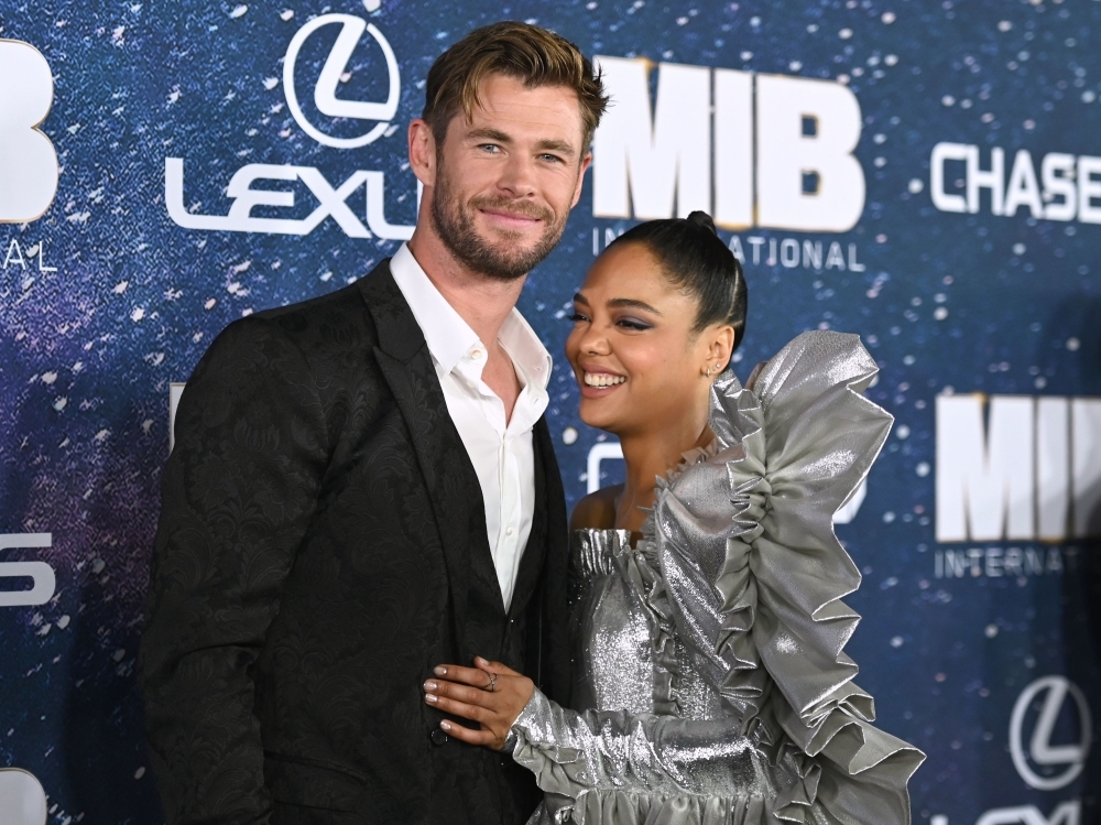 In this file photo Australian actor Chris Hemsworth and US actress Tessa Thompson attend the 