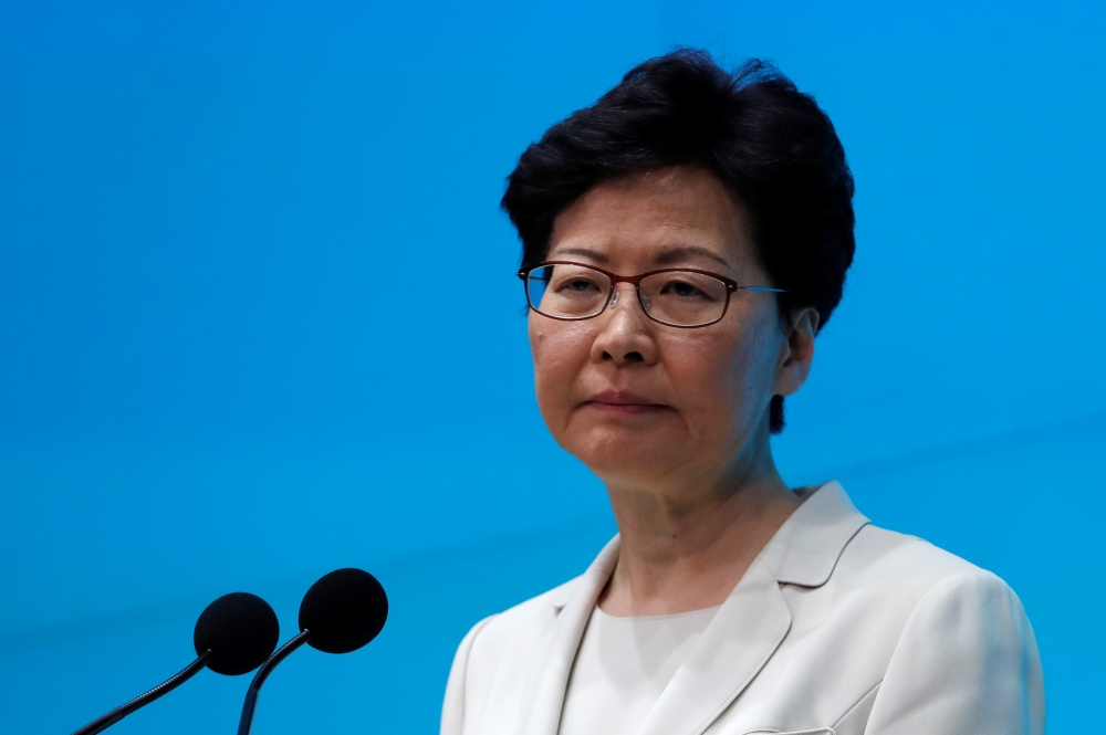 Hong Kong Chief Executive Carrie Lam attends a news conference in Hong Kong, Tuesday. — Reuters