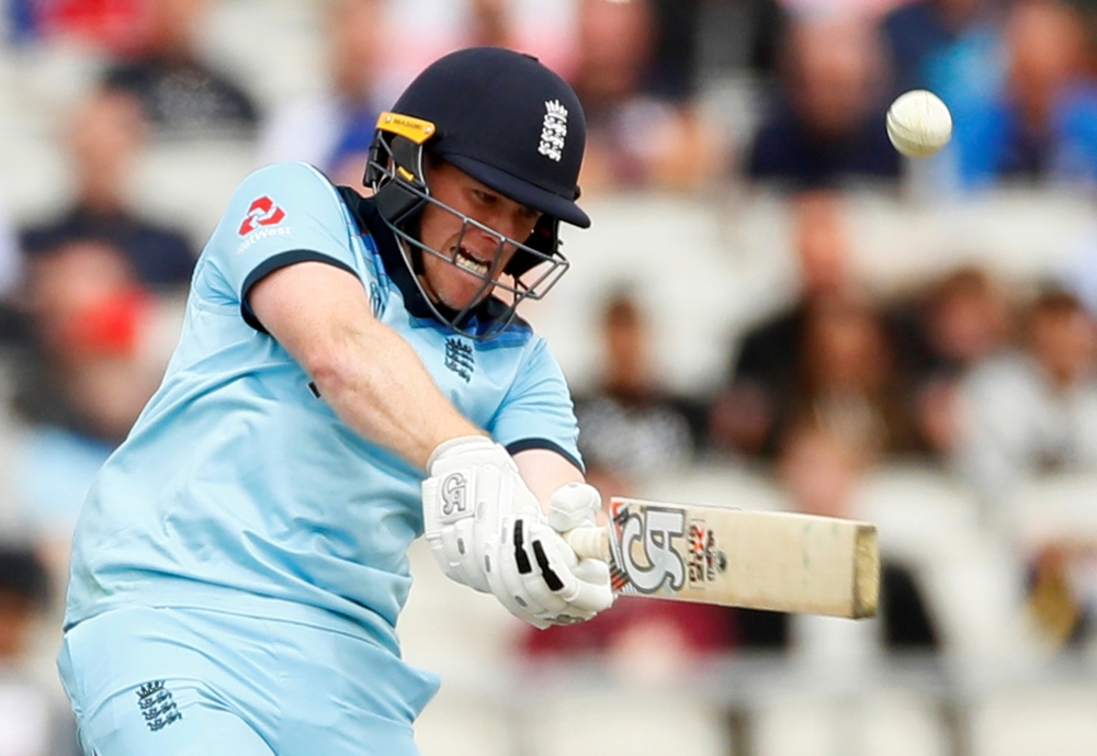 England's Eoin Morgan in action during the ICC Cricket World Cup match against Afghanistan at the Old Trafford, Manchester, Britain, on Tuesday. — Reuters