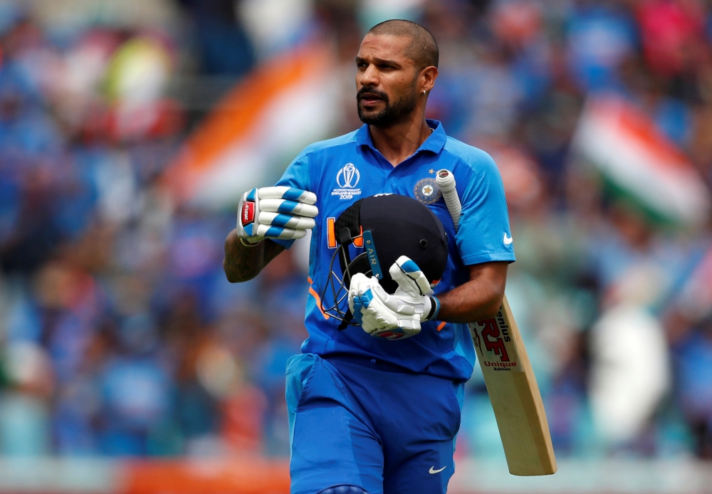 India's Shikhar Dhawan hits a four during the ICC Cricket World Cup match against Australia at The Oval, London, Britain. — Reuters