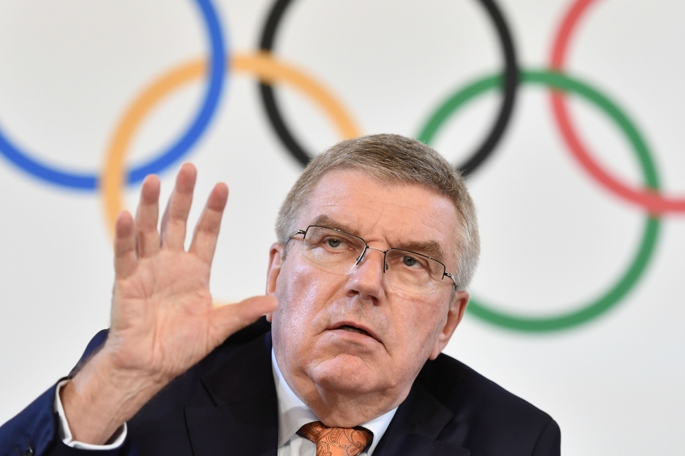International Olympic Committee (IOC) president Thomas Bach gives a press conference after an executive board meeting on Thursday in Lausanne. — AFP