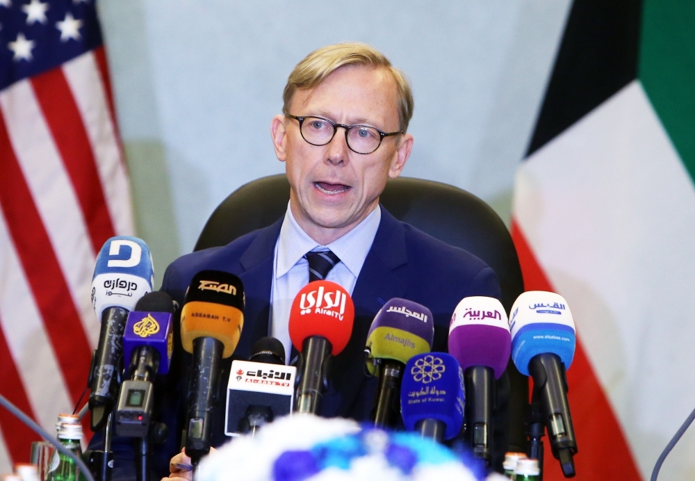 Brian Hook, the US Special Representative for Iran, speaks during a press conference in Kuwait City. — AFP