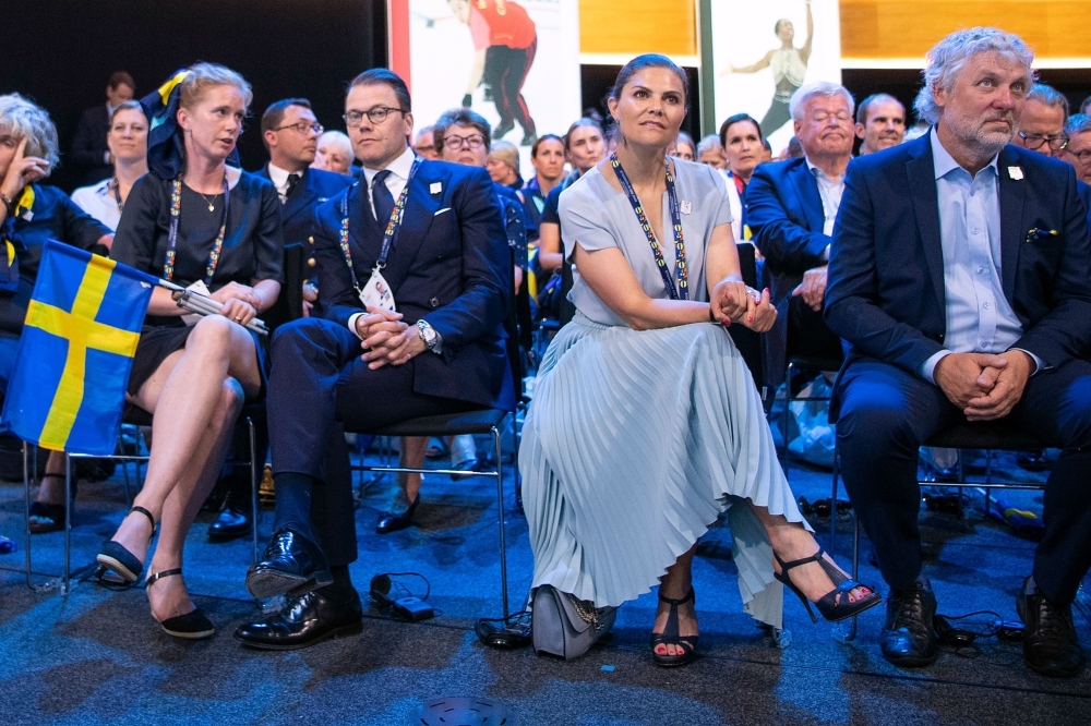 Member of the delegation from Stockholm/Are 2026 Winter Olympics, Sweden's Crown Princess Victoria (L) and International Olympic Committee (IOC) president Thomas Bach react after Stockholm/Are was not elected to host the 2026 Olympic Winter Games during the 134th session of the International Olwasympic Committee (IOC), in Lausanne on Monday. — AFP