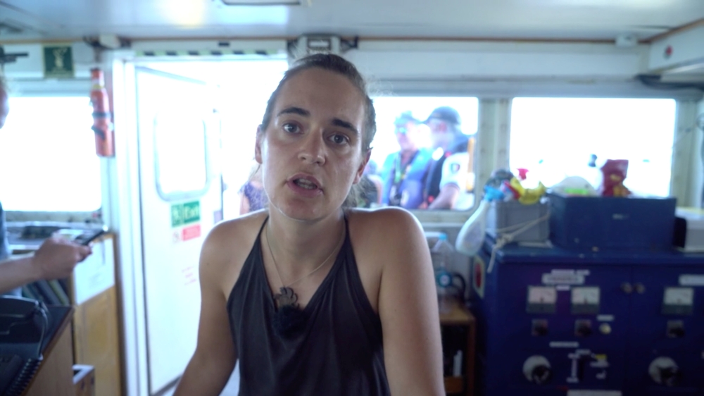 A screen grab taken from a video shows Sea-Watch captain Carola Rackete speaking to camera from on board ship near Lampedusa, Italy, on Wednesday. — Reuters