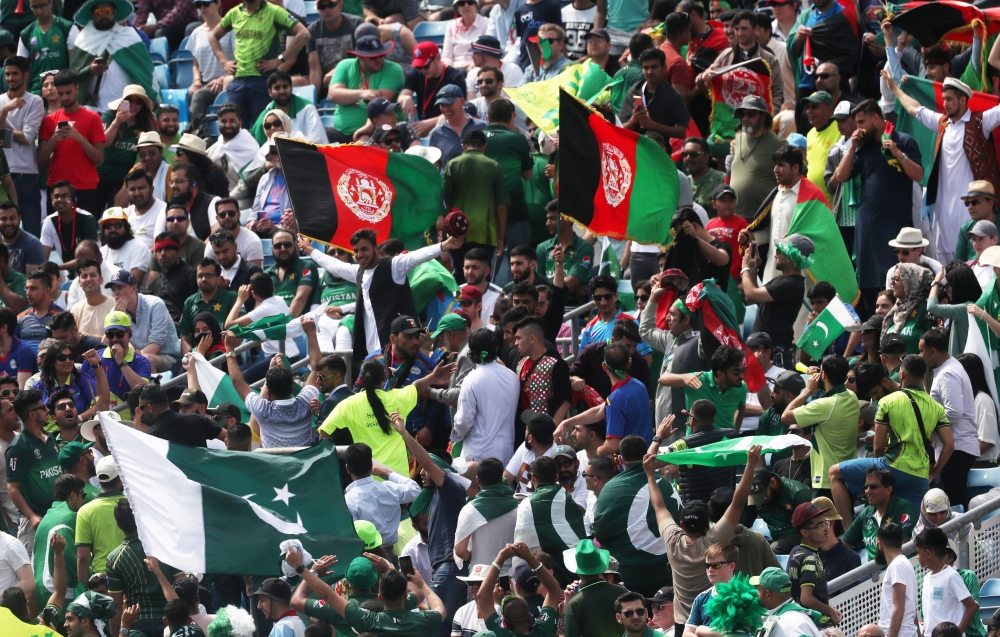 Fans during the ICC Cricket World Cup match between Pakistan and Afghanistan at the Headingley, Leeds, Britain on Saturday. — Reuters