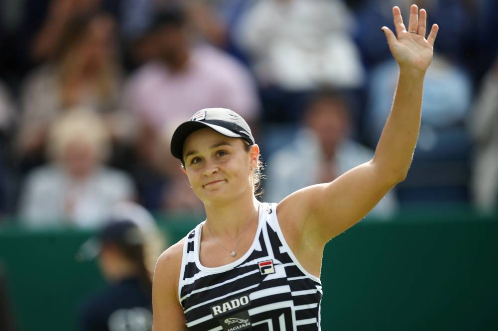 Australia's Ashleigh Barty celebrates winning her quarterfinal match against Venus Williams of the US  in the WTA Premier Nature Valley Classic at the Edgbaston Priory Club, Edgbaston, Birmingham, Britain. —  Reuters