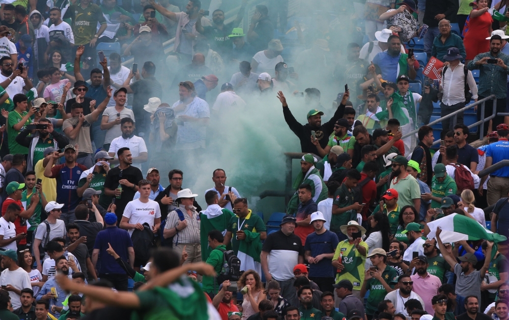 General view as fans clash during the ICC Cricket World Cup match between Pakistan and Afghanistan at Headingley, Leeds, Britain on Saturday. — Reuters