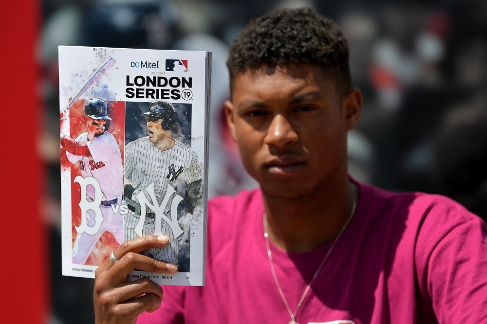 The match day program ahead of the MLB London Series game between the New York Yankees and the Boston Red Sox at London Stadium on Sunday in London, England. — AFP