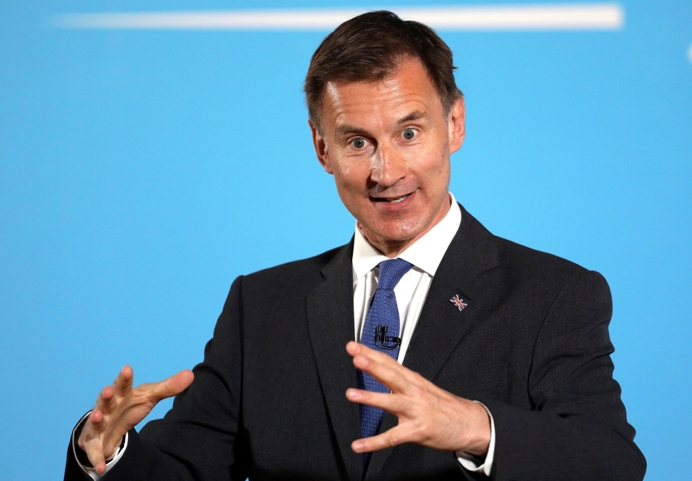 Conservative MP and leadership contender Jeremy Hunt takes part in a Conservative Party Hustings event in Belfast, Northern Ireland, on Tuesday. — AFP