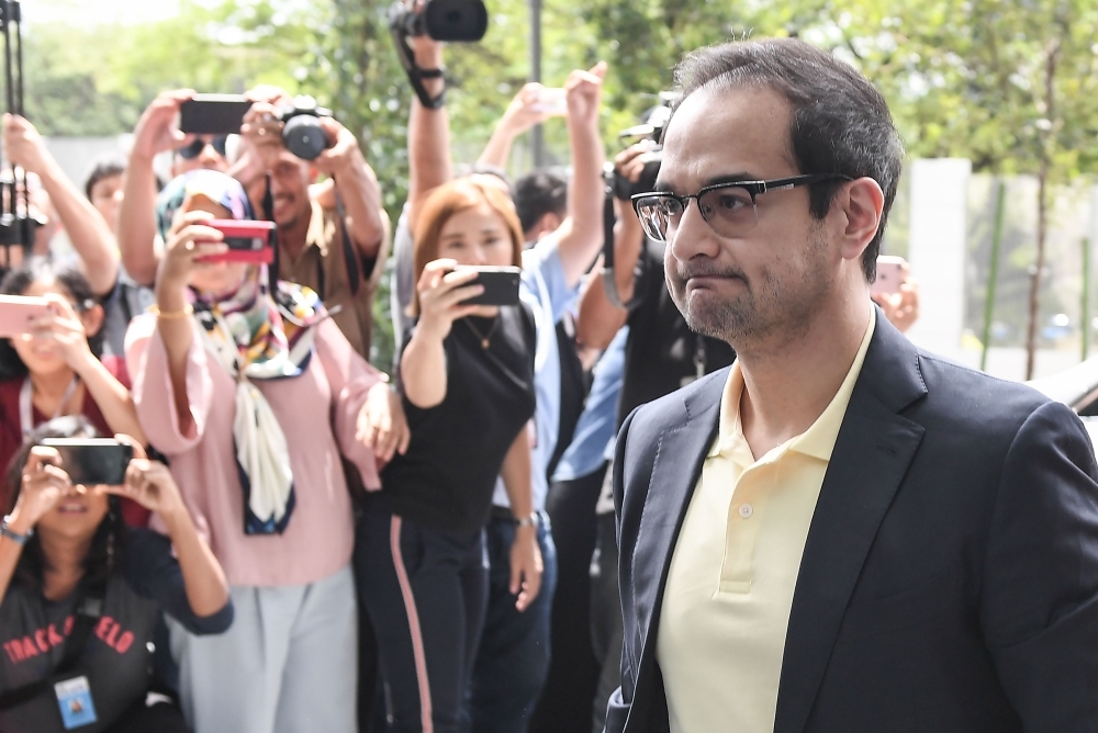 Former Malaysian prime minister Najib Razak's stepson Riza Aziz arrives to give a statement at the Malaysian Anti-Corruption Commission headquarters in Putrajaya outside Kuala Lumpur on Wednesday. — AFP