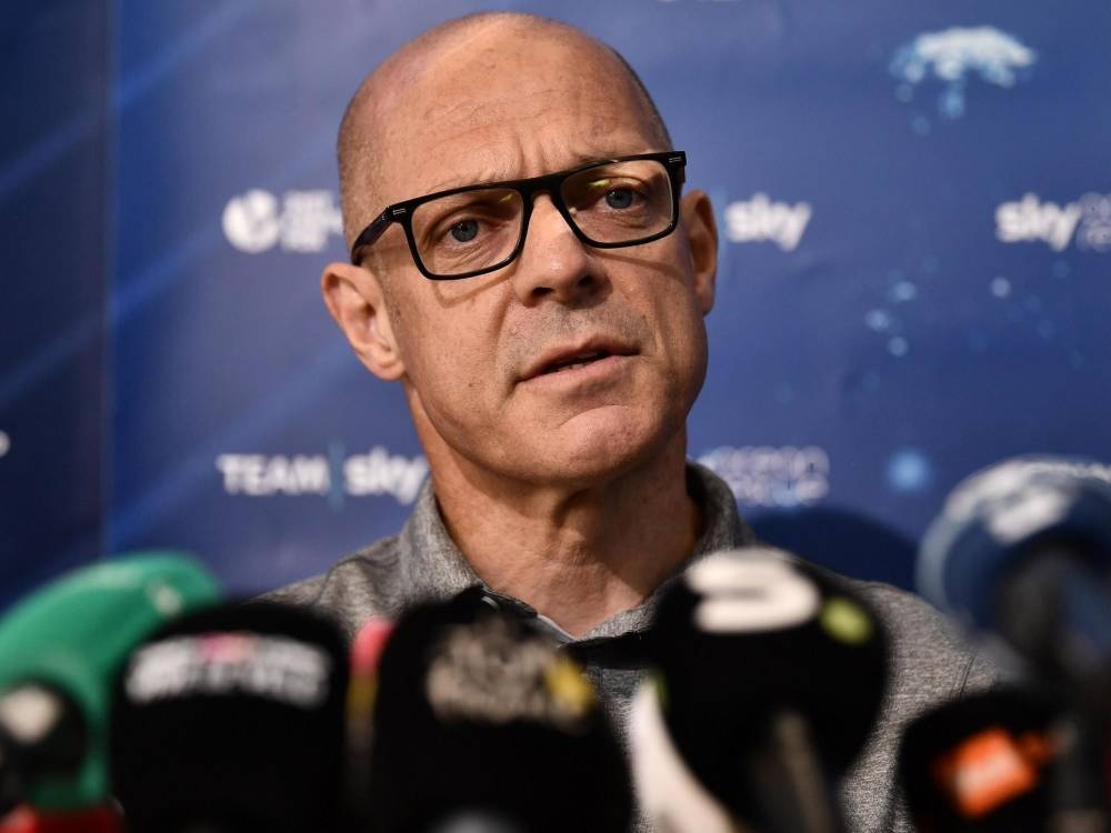 Team INEOS team manager Dave Brailsford attends a news conference in Brussels, Belgium, on Friday. — Reuters